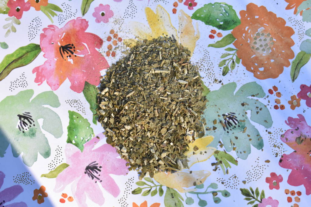 Some delicious Yerba Mate with a bloom of flowers