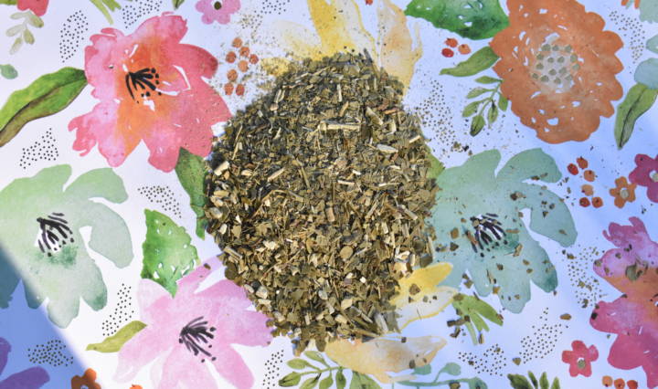 Some delicious Yerba Mate with a bloom of flowers