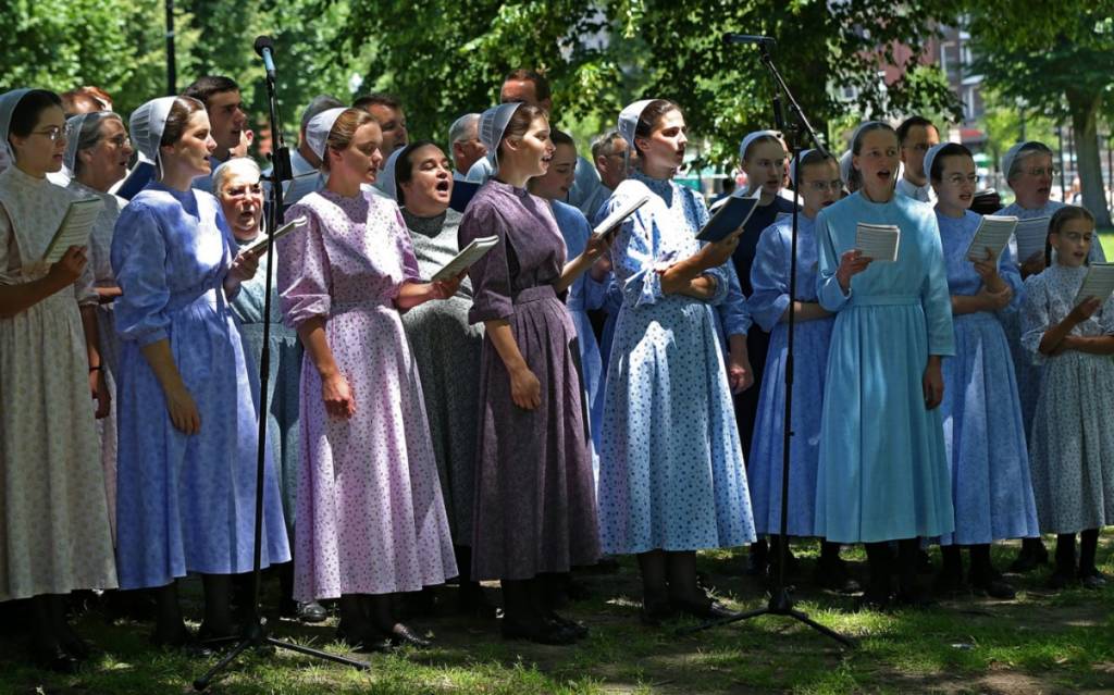 A group of Mennonite women singing via Al Jazeera