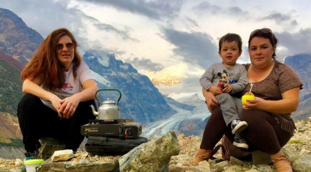 This is my favorite photo. I took it with the cell phone timer. The woman is my best friend, the boy is my godson and we are at Calluqueo Glacier, in Cochrane, Región de Aysén, Chile
