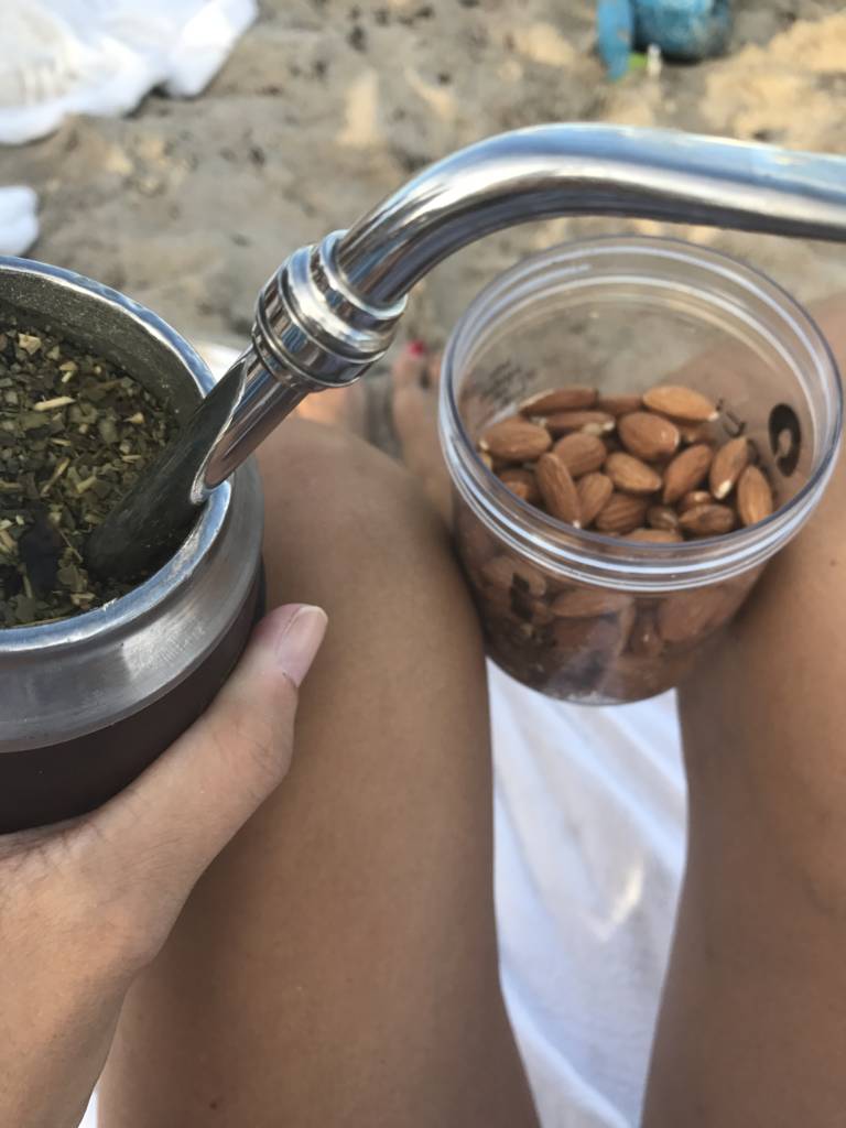 Enjoying some mate and almonds
