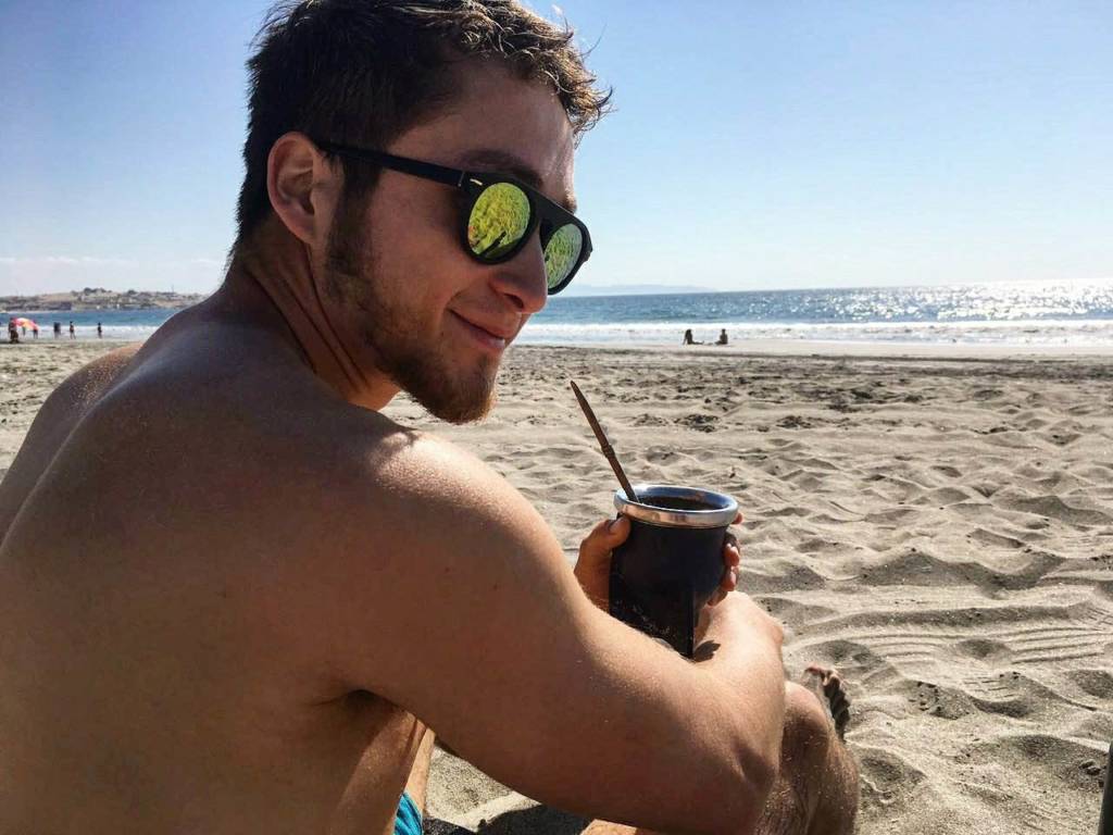 Enjoying some delicious Yerba Mate at the beach