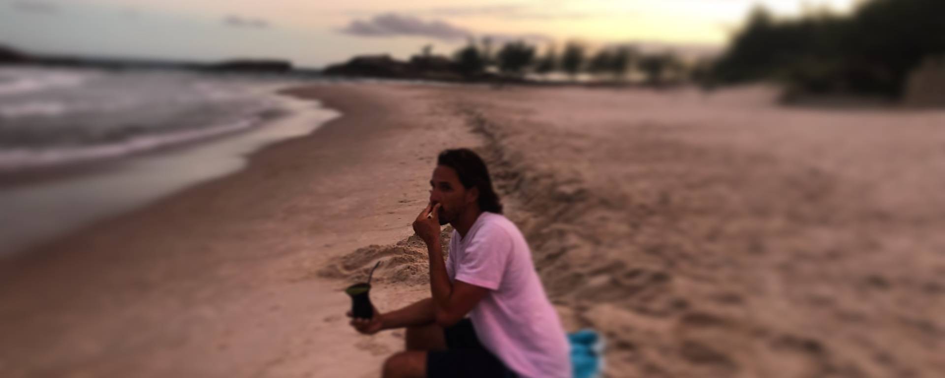 Enjoying a delicious mate on the beach